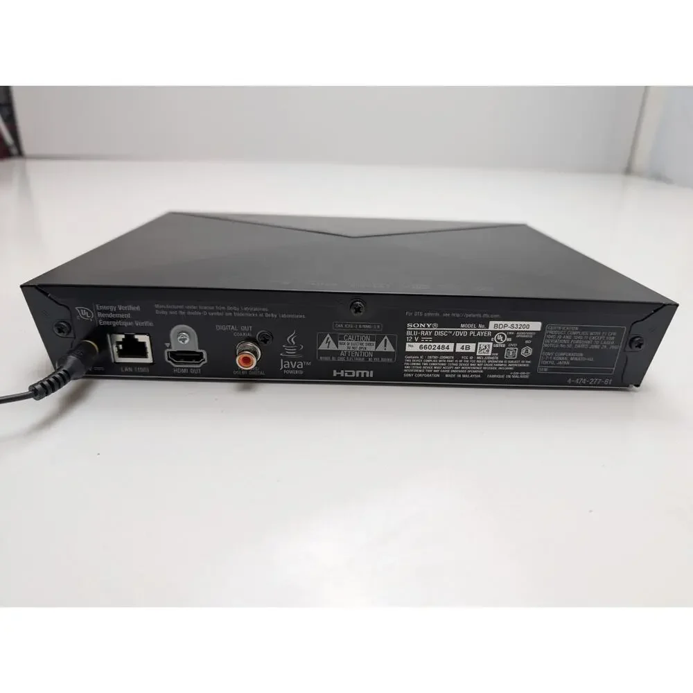 Sony BDP-S3200 Blu-Ray Disc & DVD Player Working With Power Cable Tested Works
